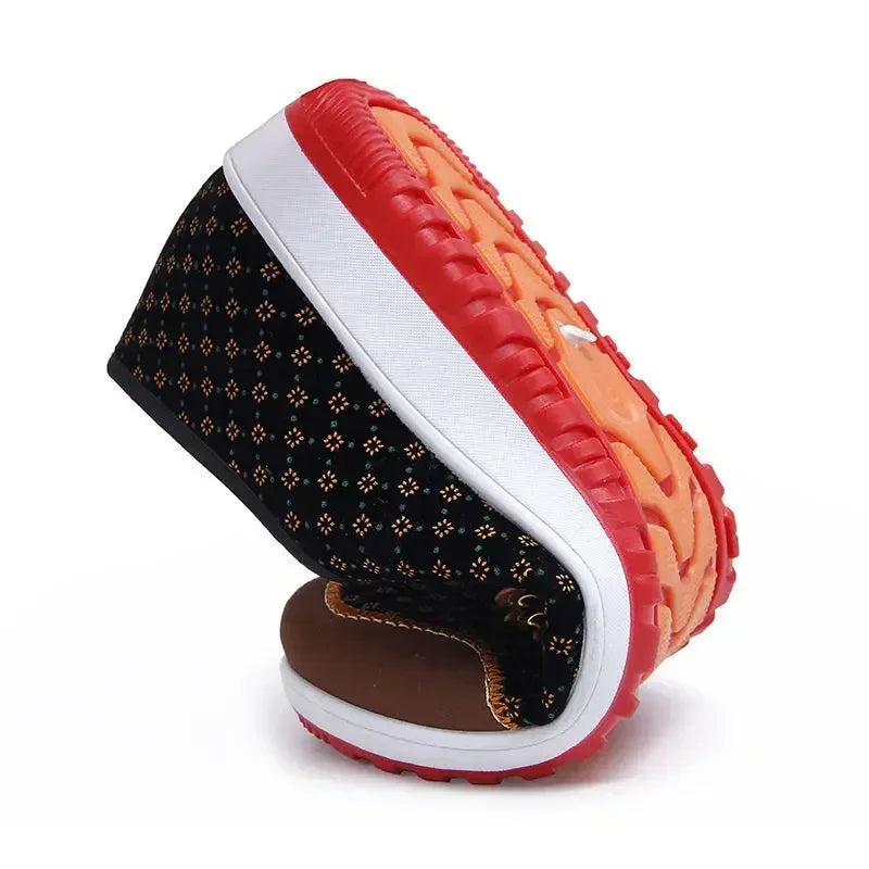 Non-slip walking shoes with soft soles for women.