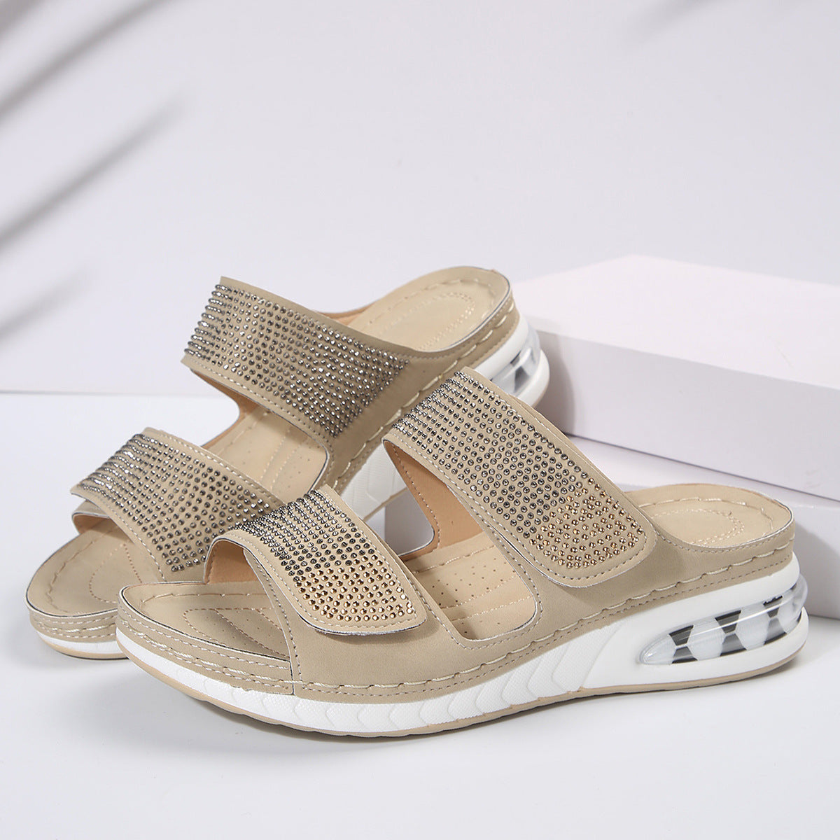 Women’s Rhinestone Comfort Slide Sandals