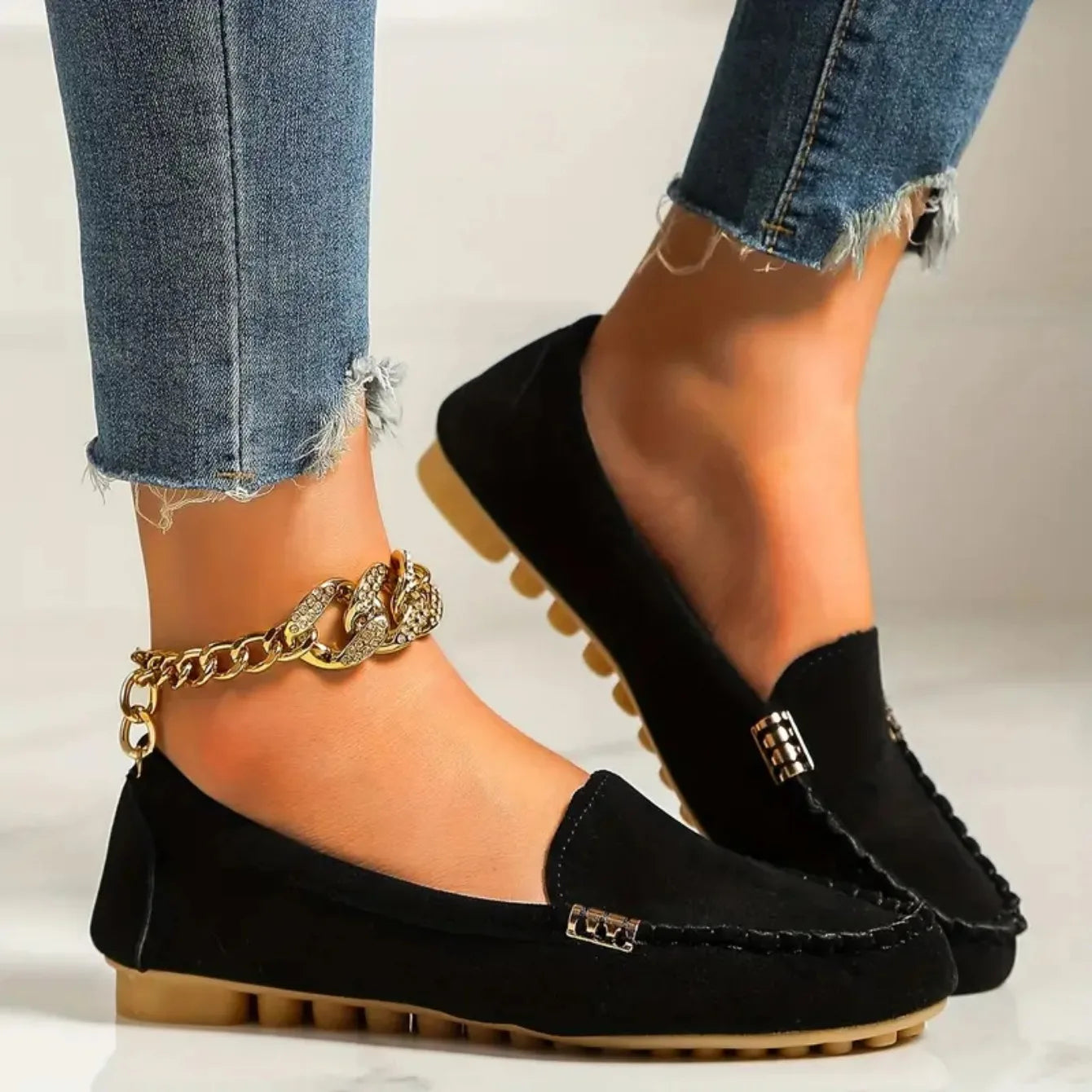 Women’s Classic Loafers with Metallic Detail