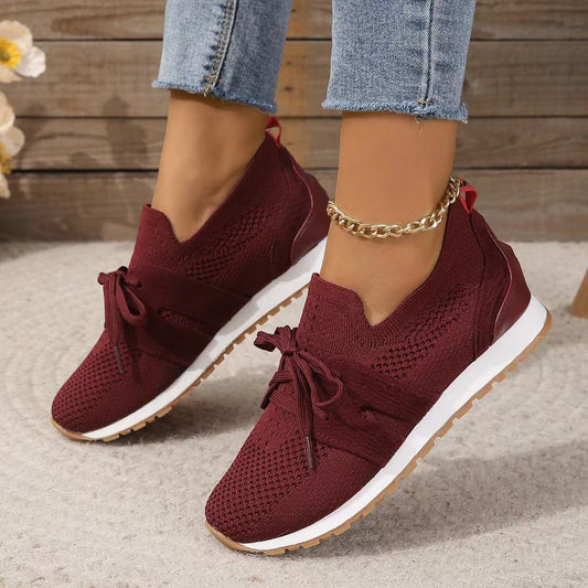 Casual Knit Sneakers with Bow Detail for Women
