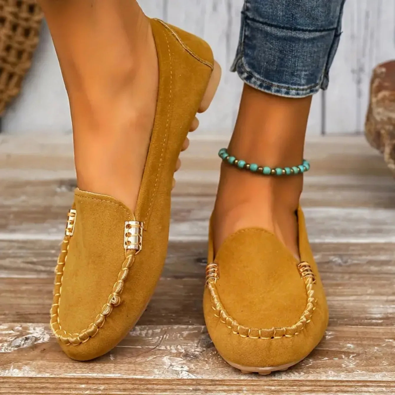 Women’s Classic Loafers with Metallic Detail