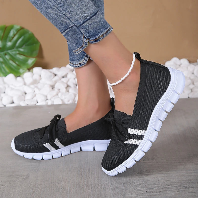 Striped Knit Walking Sneakers for Women