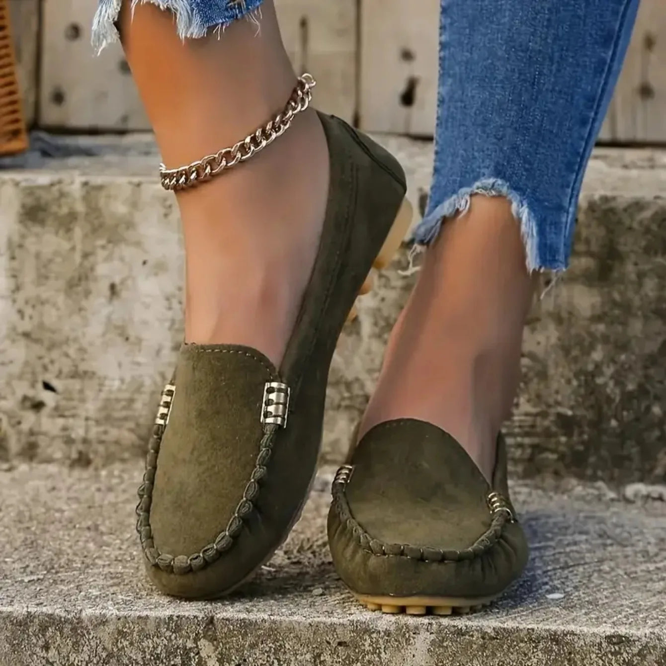 Women’s Classic Loafers with Metallic Detail