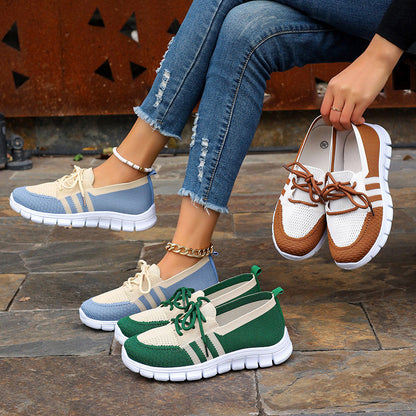 Striped Knit Walking Sneakers for Women