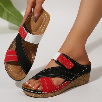Thick-Heeled Block Beach Slippers for Women