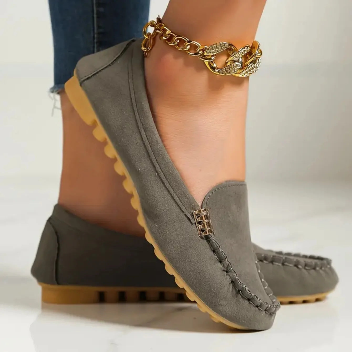 Women’s Classic Loafers with Metallic Detail