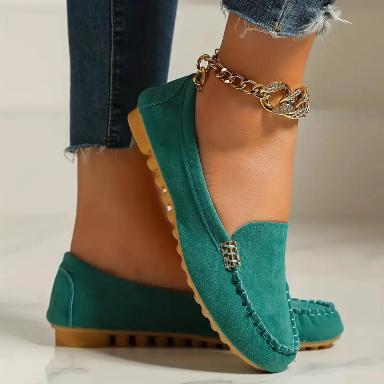 Women’s Classic Loafers with Metallic Detail