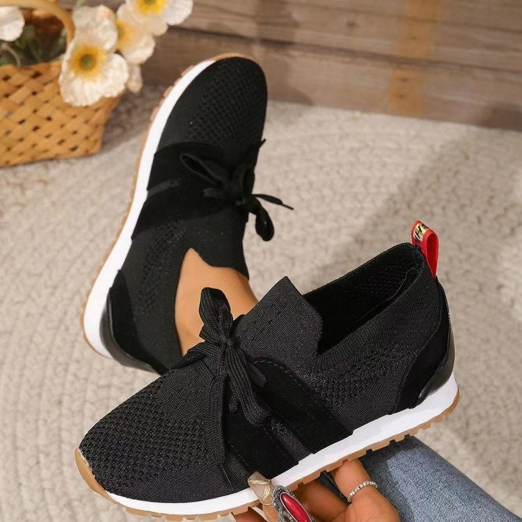 Casual Knit Sneakers with Bow Detail for Women