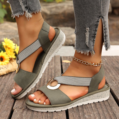 Comfort Platform Sandals with Elastic Strap