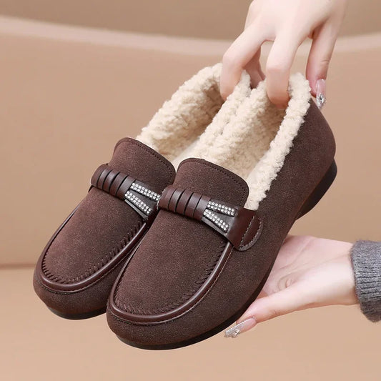 Plush-Lined Flat Loafers for Women