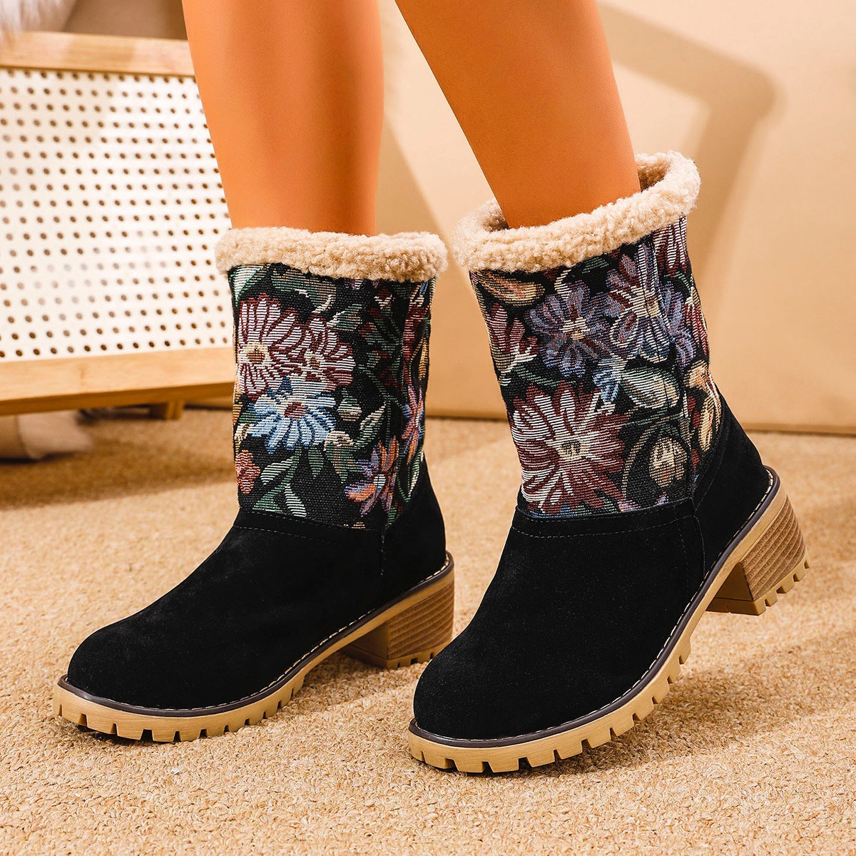 Women’s Winter Embroidered Snow Boots