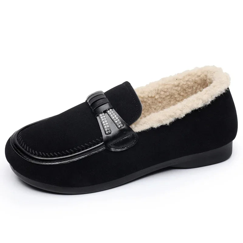 Plush-Lined Flat Loafers for Women