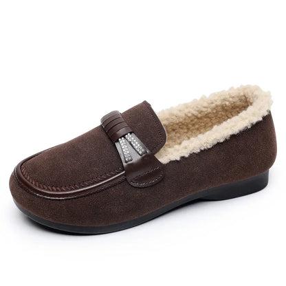 Plush-Lined Flat Loafers for Women
