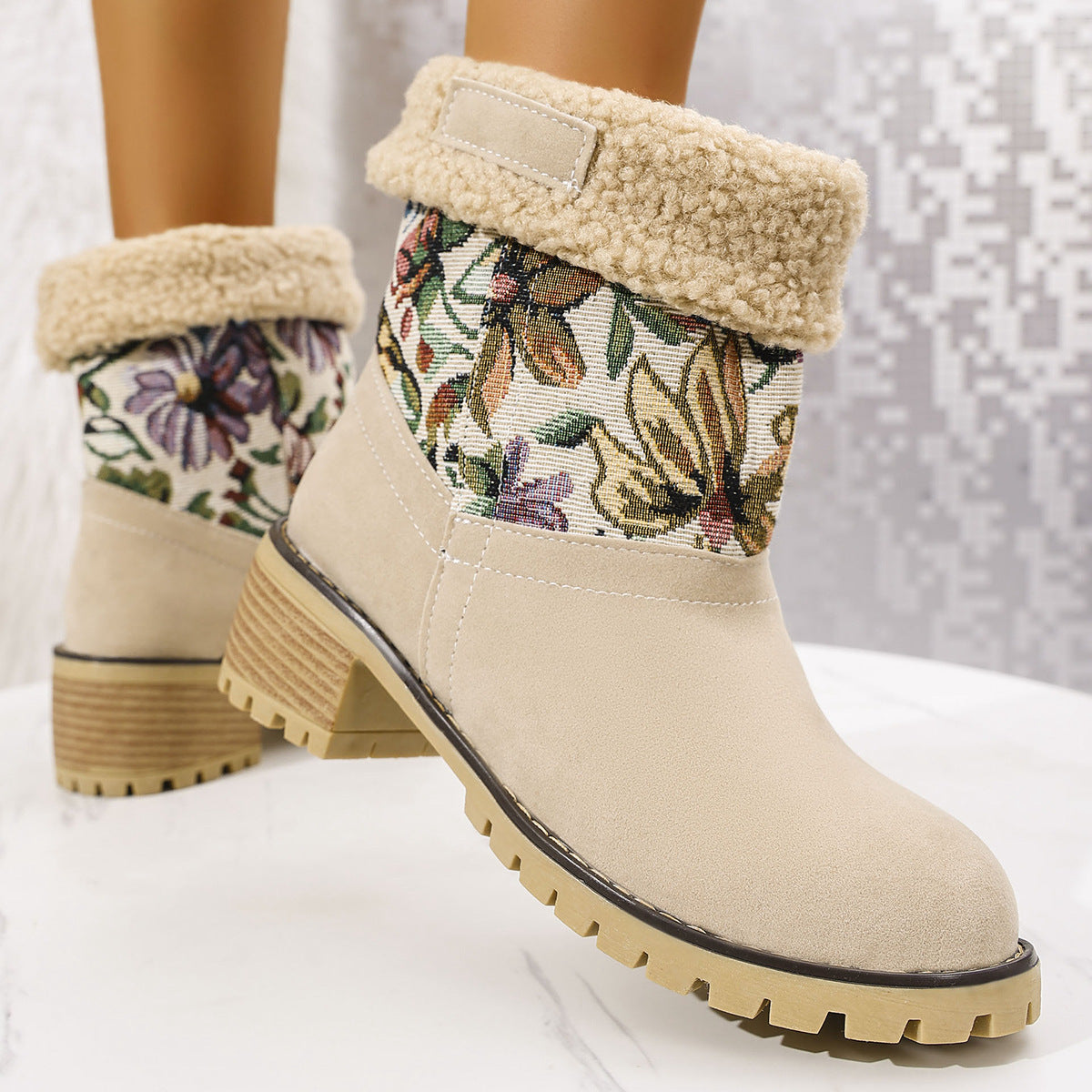 Women’s Winter Embroidered Snow Boots