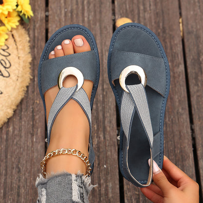 Comfort Platform Sandals with Elastic Strap
