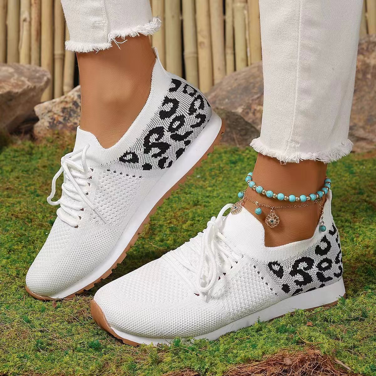Casual Knit Sneakers with Bow Detail for Women