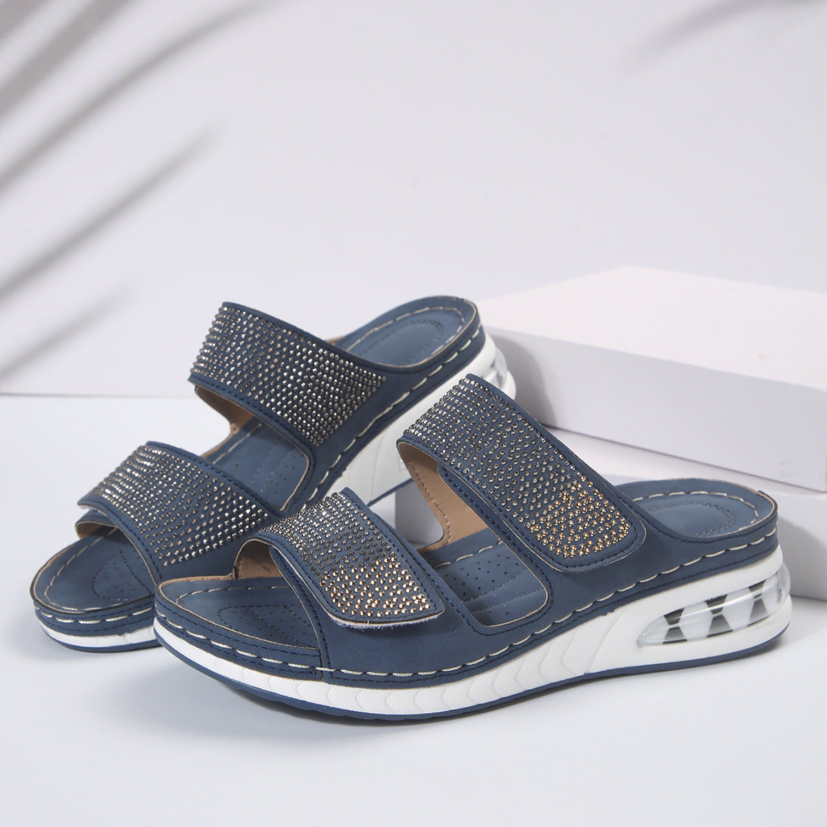 Women’s Rhinestone Comfort Slide Sandals