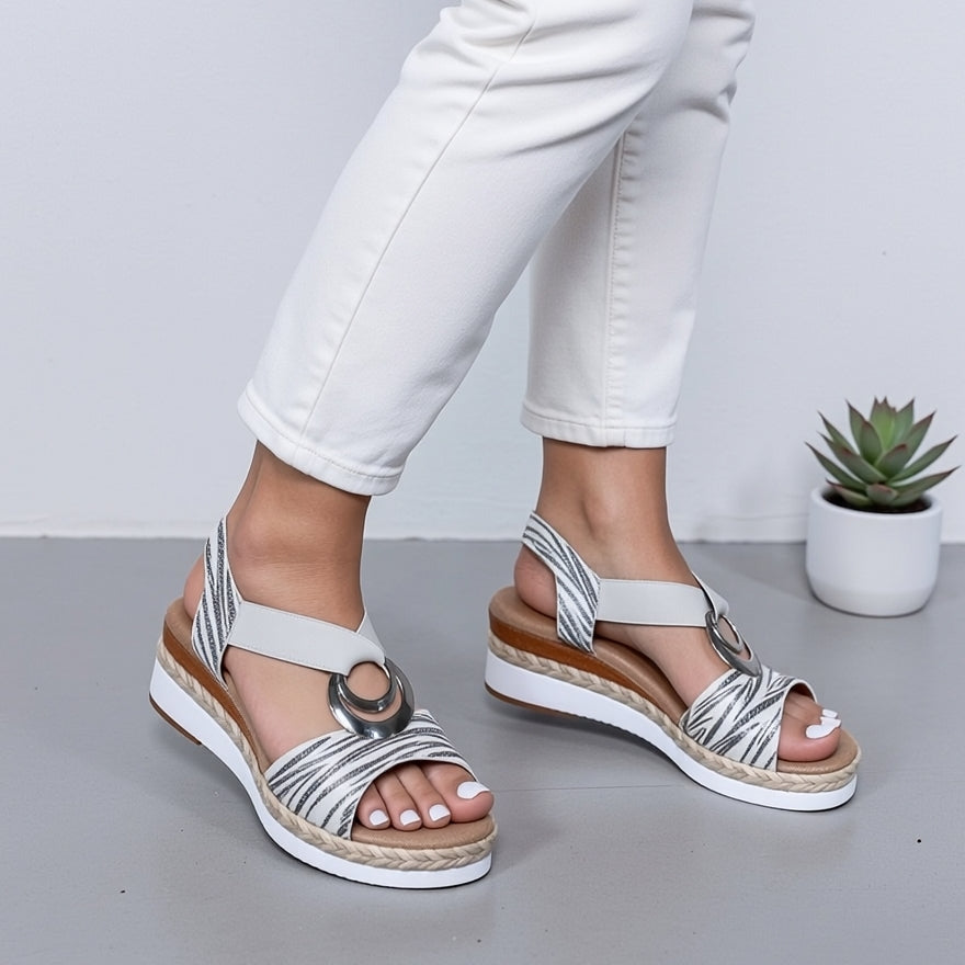 Metal Ring Wedge Sandals