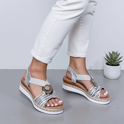 Metal Ring Wedge Sandals