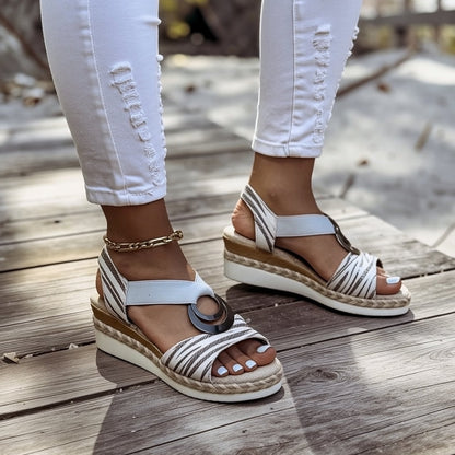 Metal Ring Wedge Sandals