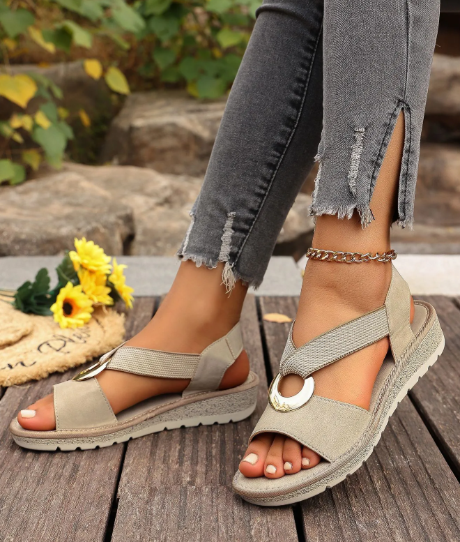 Comfort Platform Sandals with Elastic Strap