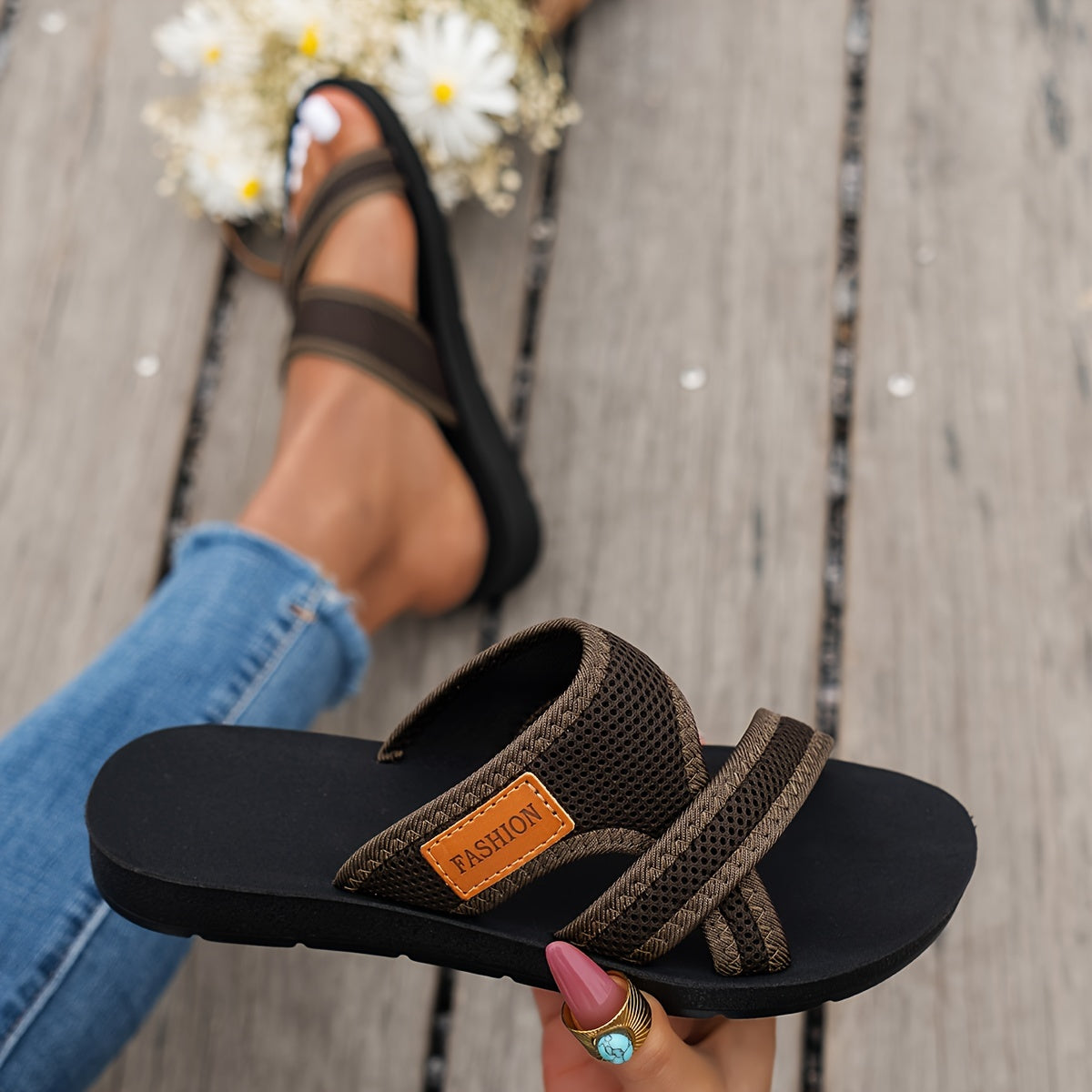 Mesh Slide Sandals for Women