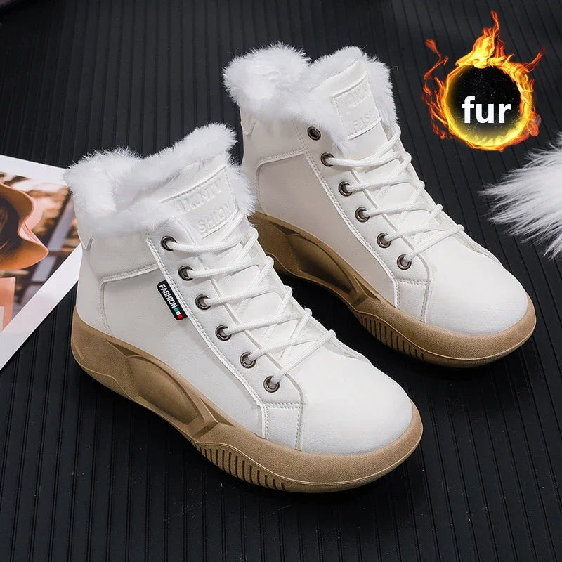 Thick-Soled Leather Ankle Boots for Women