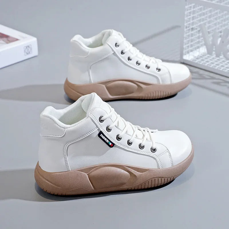 Thick-Soled Leather Ankle Boots for Women