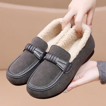 Plush-Lined Flat Loafers for Women