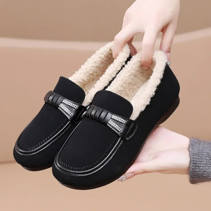 Plush-Lined Flat Loafers for Women