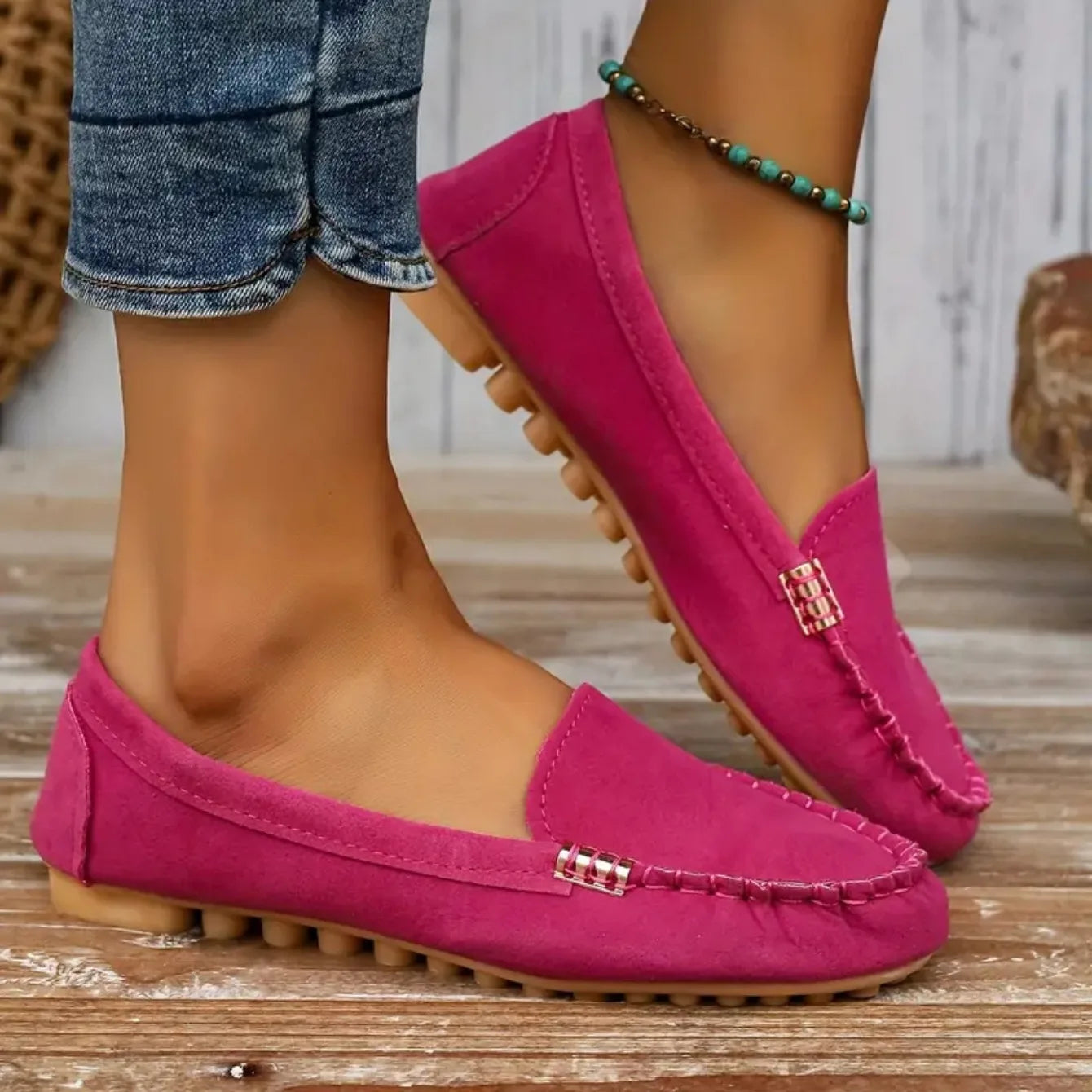 Women’s Classic Loafers with Metallic Detail