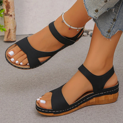 Elegant Cross-Strap Wedge Sandals