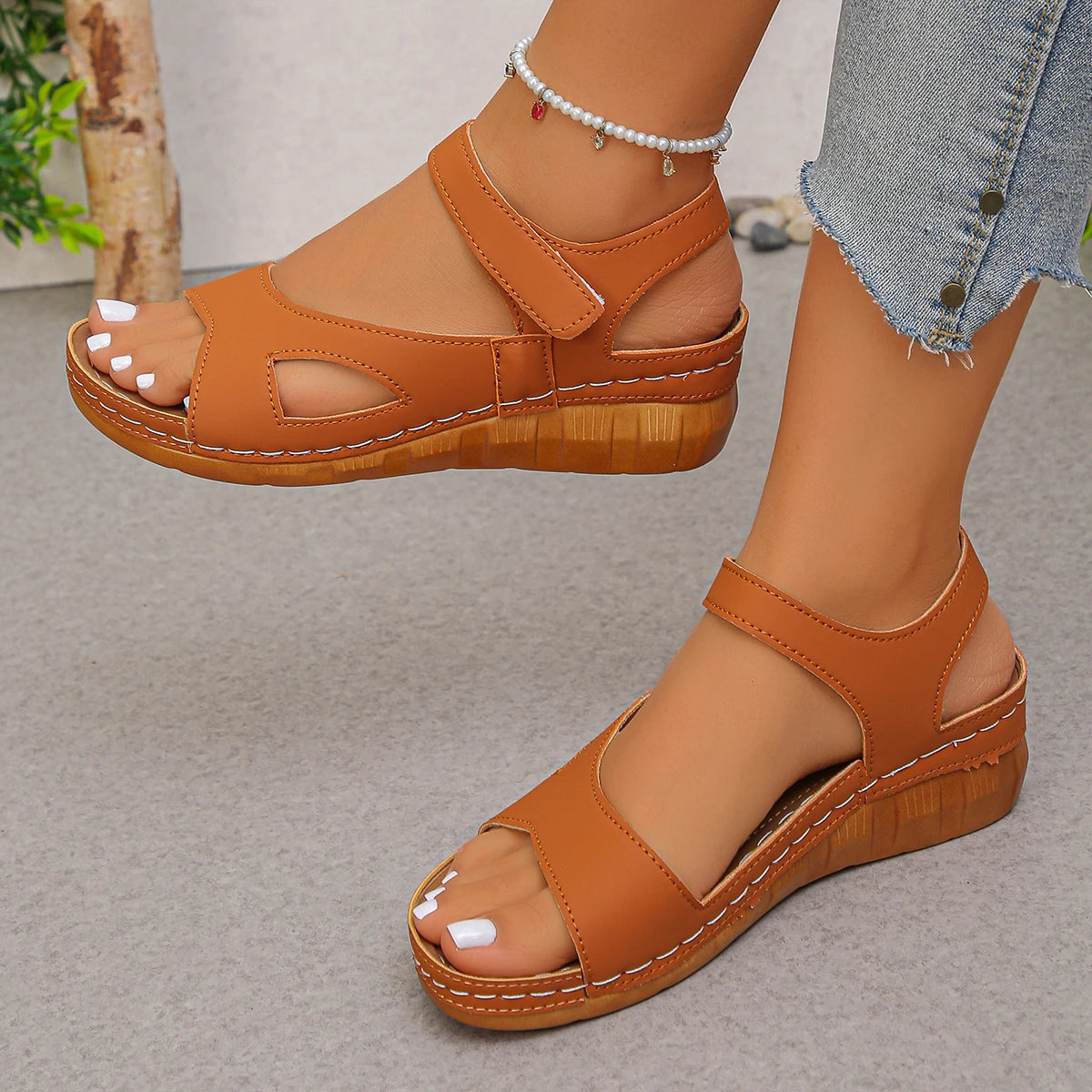 Elegant Cross-Strap Wedge Sandals