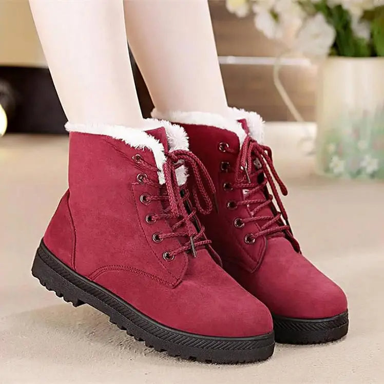 Comfortable and Warm Winter Lace-up Boots for Women